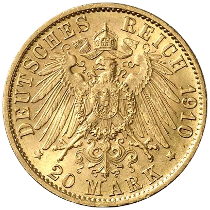 Preußen 20 Mark 1910 Revers